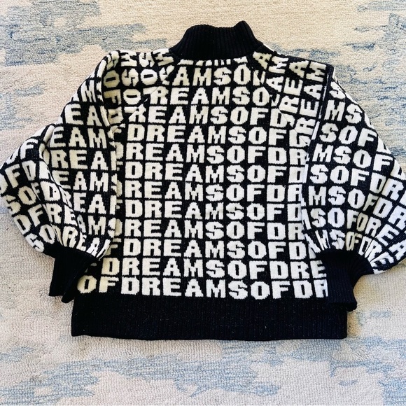 H&M DREAMS OF DREAMS WOOL BLEND BALLOON SLEEVES GRAPHIC THICK SWATER SIZE LARGE - Picture 2 of 8
